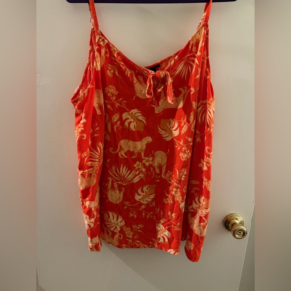 Torrid Vibrant Orange and Gold Print Blouse